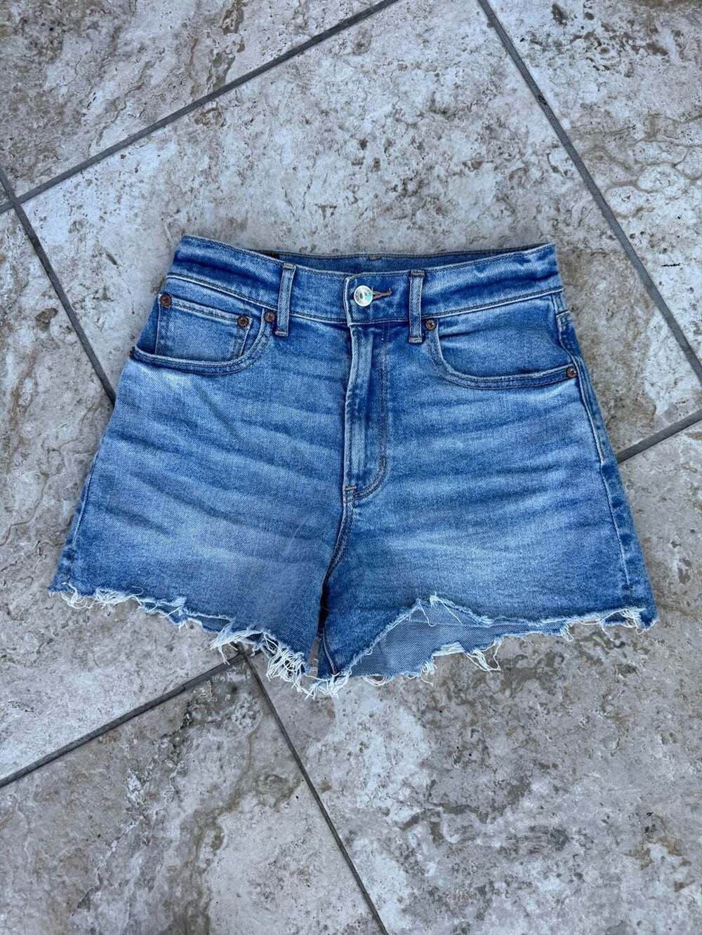American Eagle Outfitters High-Rise Denim Shorts in Light Wash